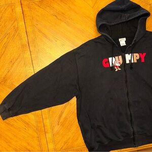 Walt Disney World Disneyland Grumpy Hoodie Jacket Mens 3XL Black Fleece Zip Up